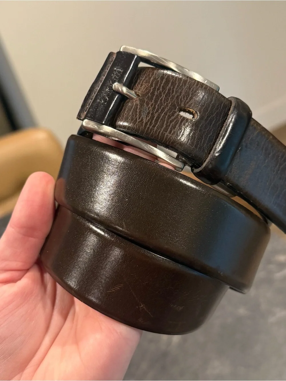 Bugatti 2464 brown leather belt men’s size 40 leather Germany